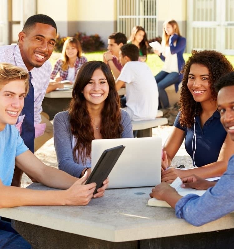 Students at outdoor table